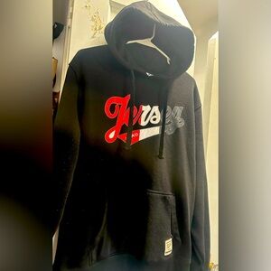 Black Hoodie with Red and Gray Accents